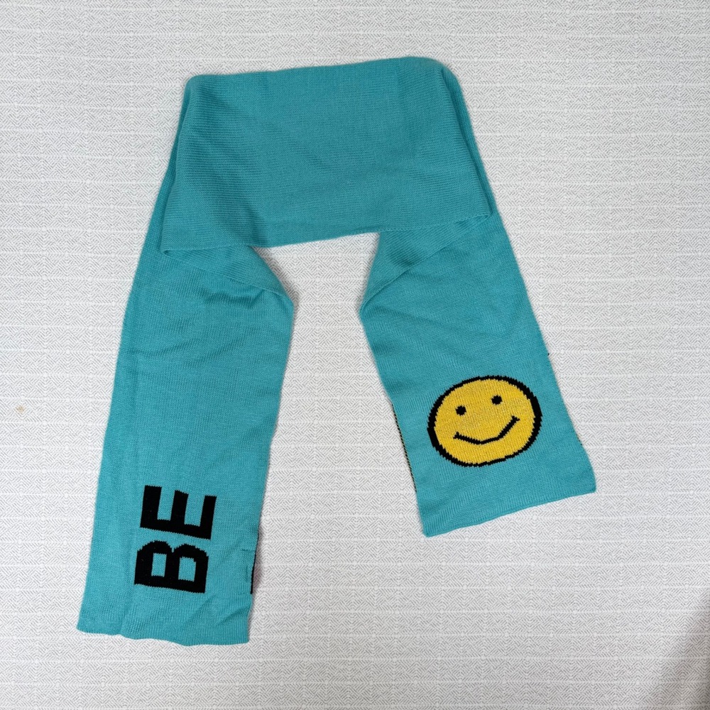Y2K VTG Betsey Johnson Kids Be Happy Turquoise Scarf